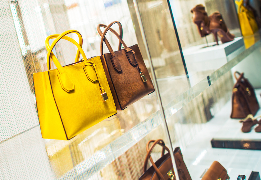 Luxury Purses Displayed in Shop